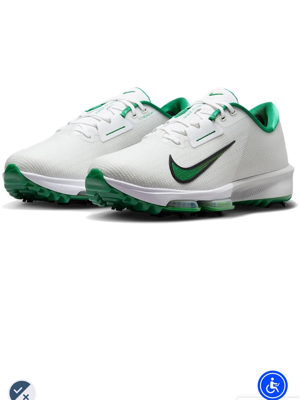 Nike Men’s or Women’s White and Green Golf Spiked shoes M9/W 10.5